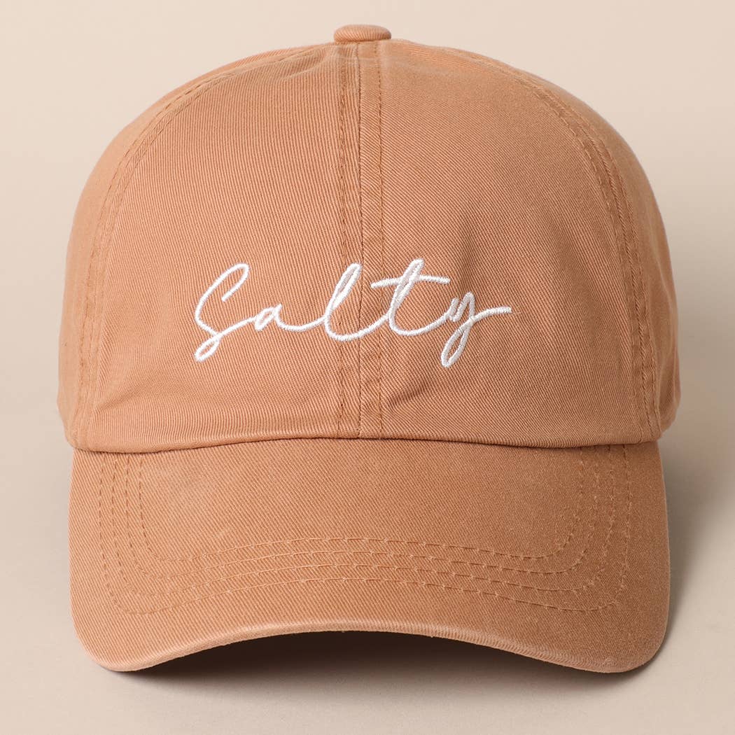 Salty Lettering Embroidery Baseball Cap: One Size / DENIM BLUE