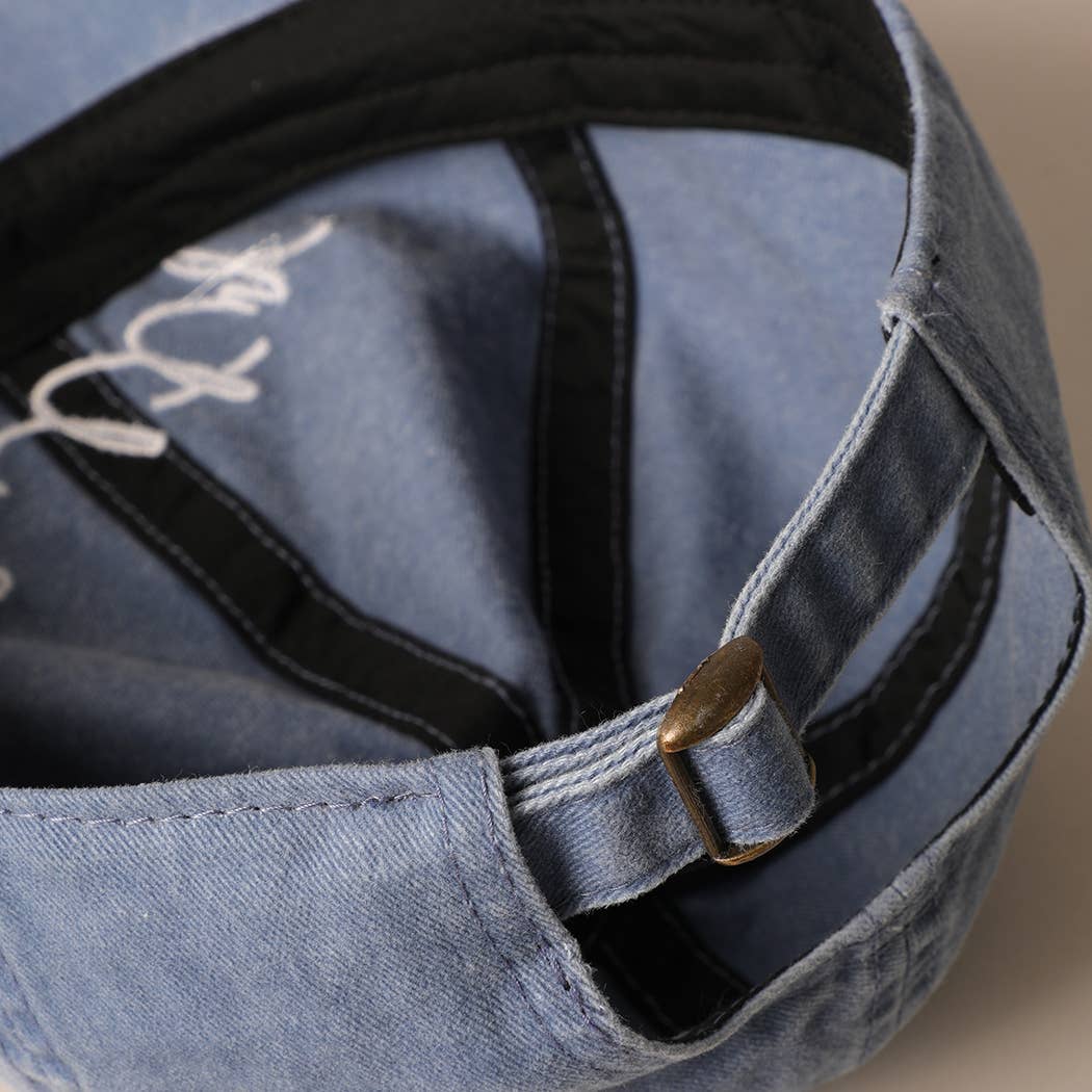 Salty Lettering Embroidery Baseball Cap: One Size / DENIM BLUE