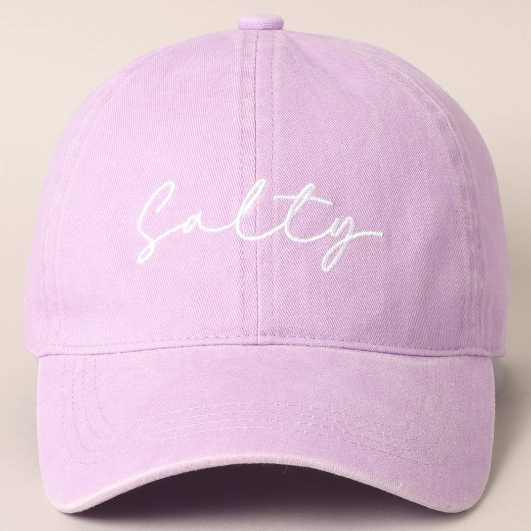 Salty Lettering Embroidery Baseball Cap: One Size / DENIM BLUE