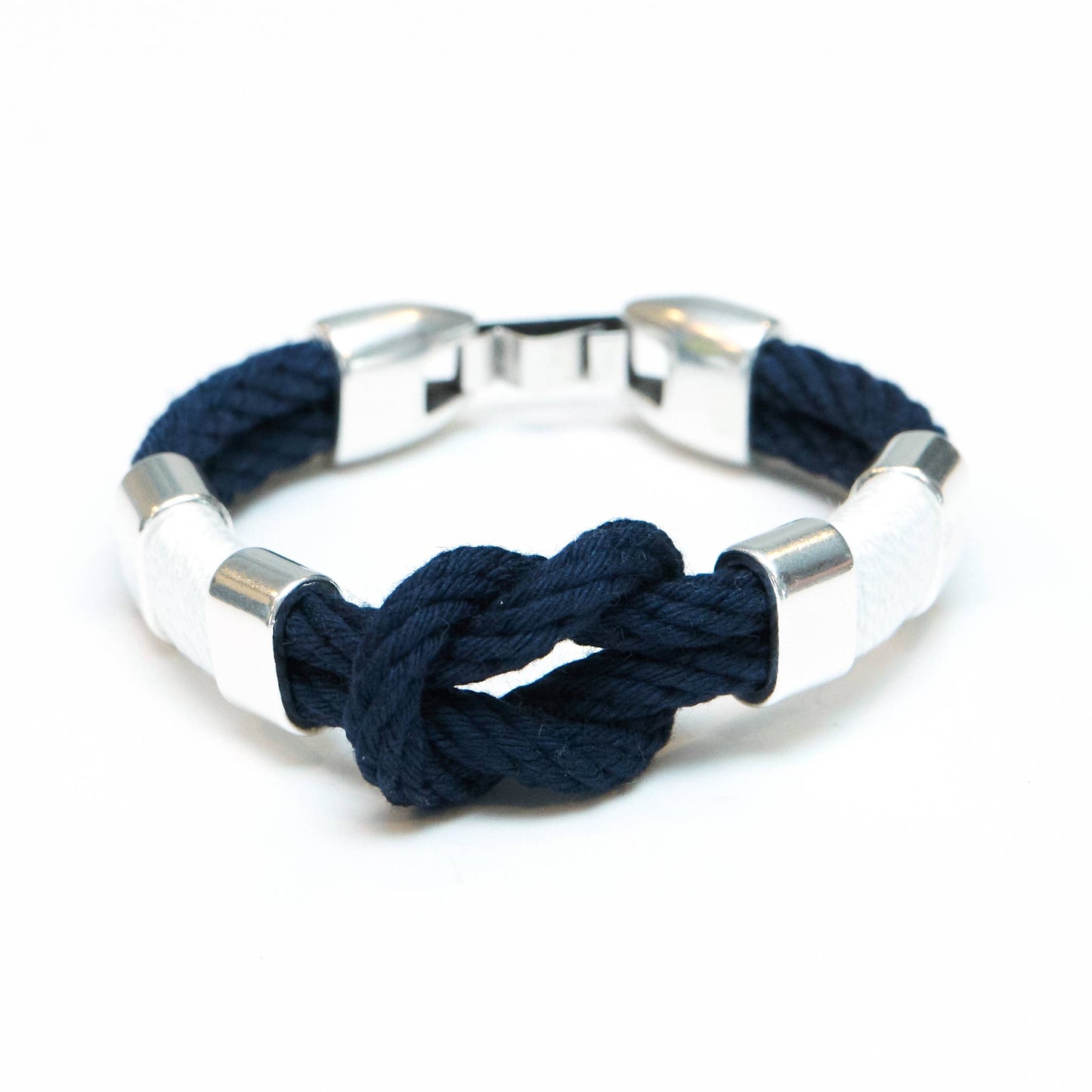Starboard Bracelet - Navy/White/Silver: L