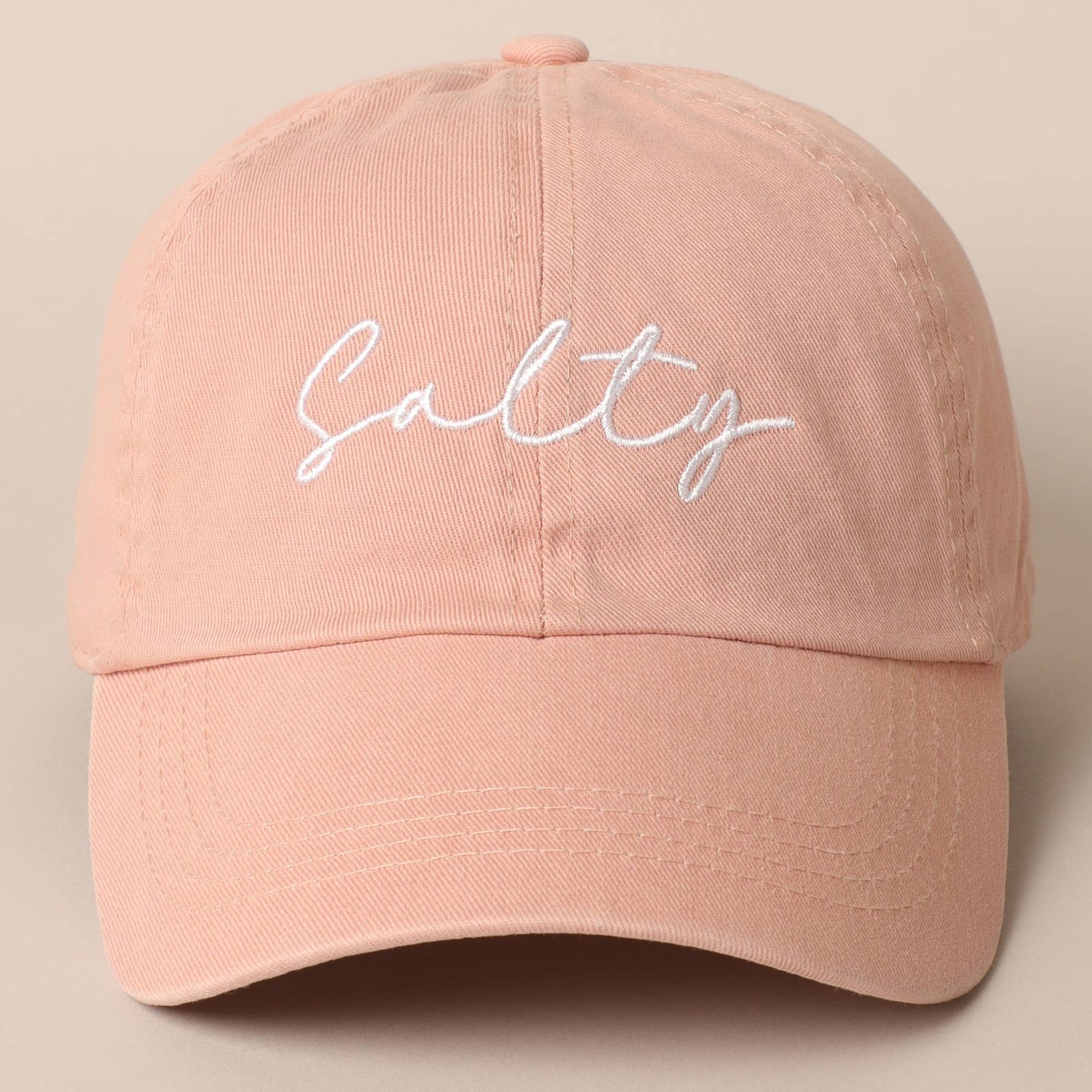 Salty Lettering Embroidery Baseball Cap: One Size / HOT PINK