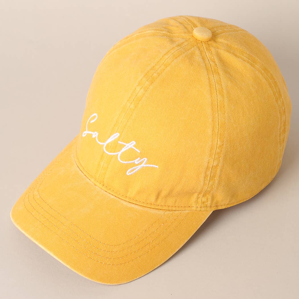 Salty Lettering Embroidery Baseball Cap: One Size / DENIM BLUE