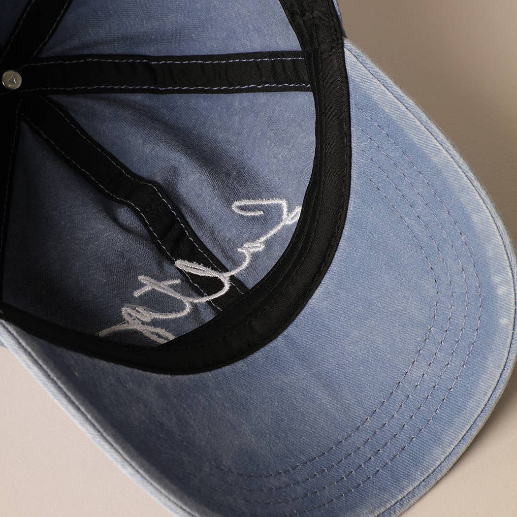 Salty Lettering Embroidery Baseball Cap: One Size / DENIM BLUE
