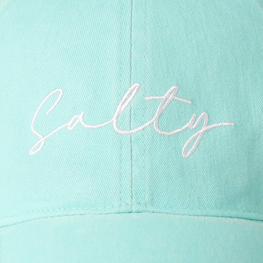 Salty Lettering Embroidery Baseball Cap: One Size / DENIM BLUE