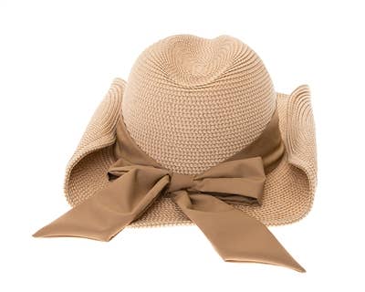 Packable Straw Cowgirl Hat W/ Bow - 2 Colors: Natural/Blush
