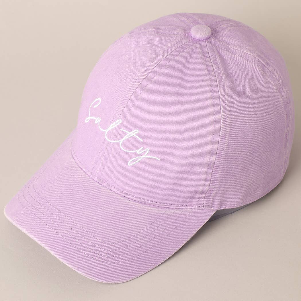 Salty Lettering Embroidery Baseball Cap: One Size / DENIM BLUE