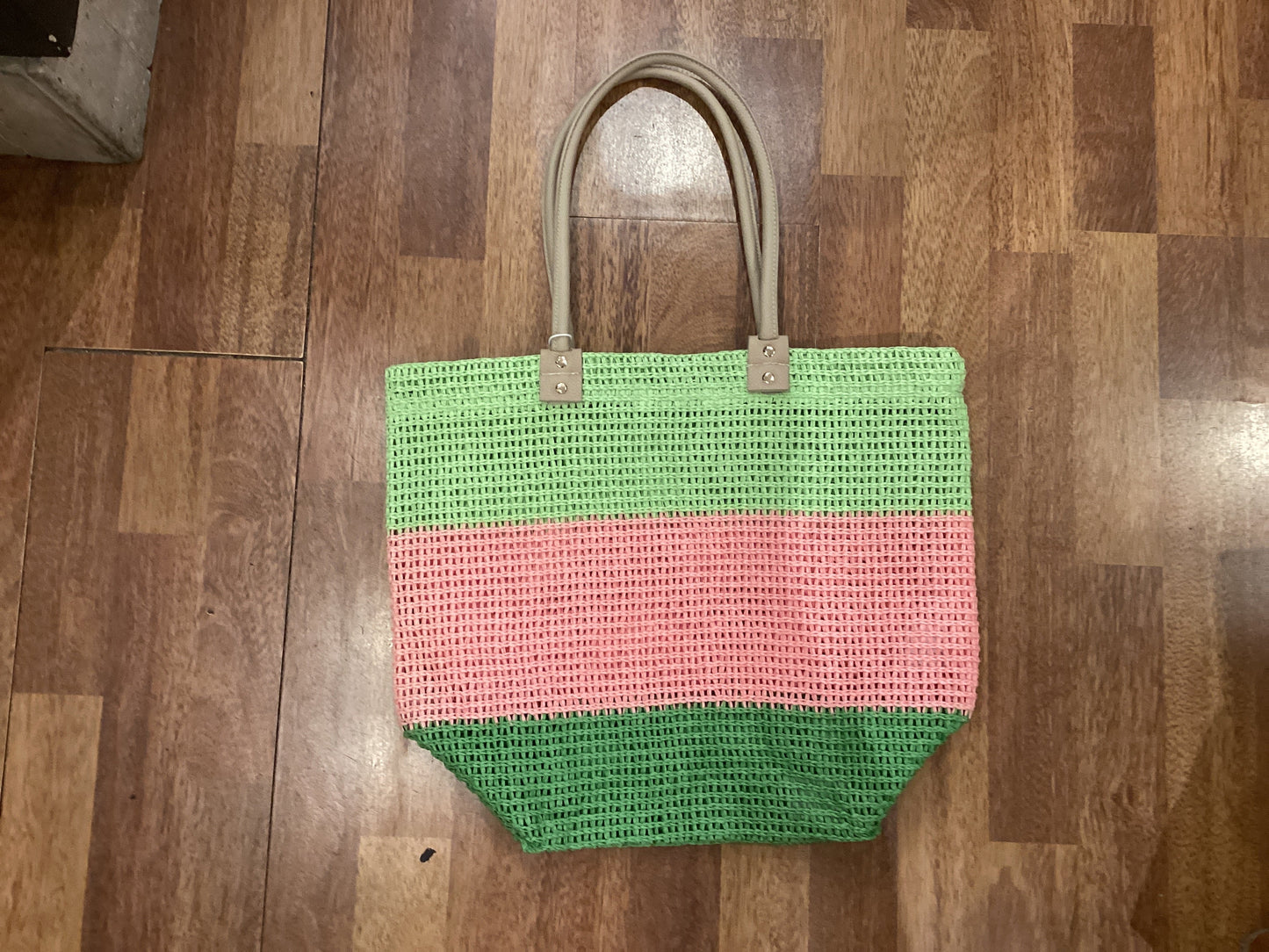 Pink and green beach bag