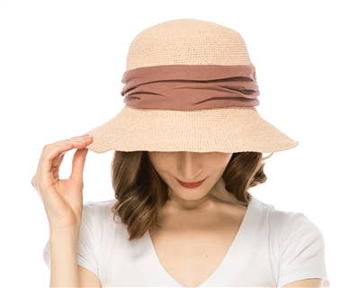 Fine Crochet Toyo Straw Summer Hat: Light Pink