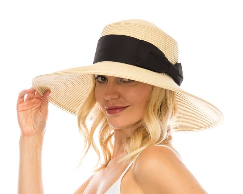 Glamorous Women's Straw Sun Hat : Light Natural