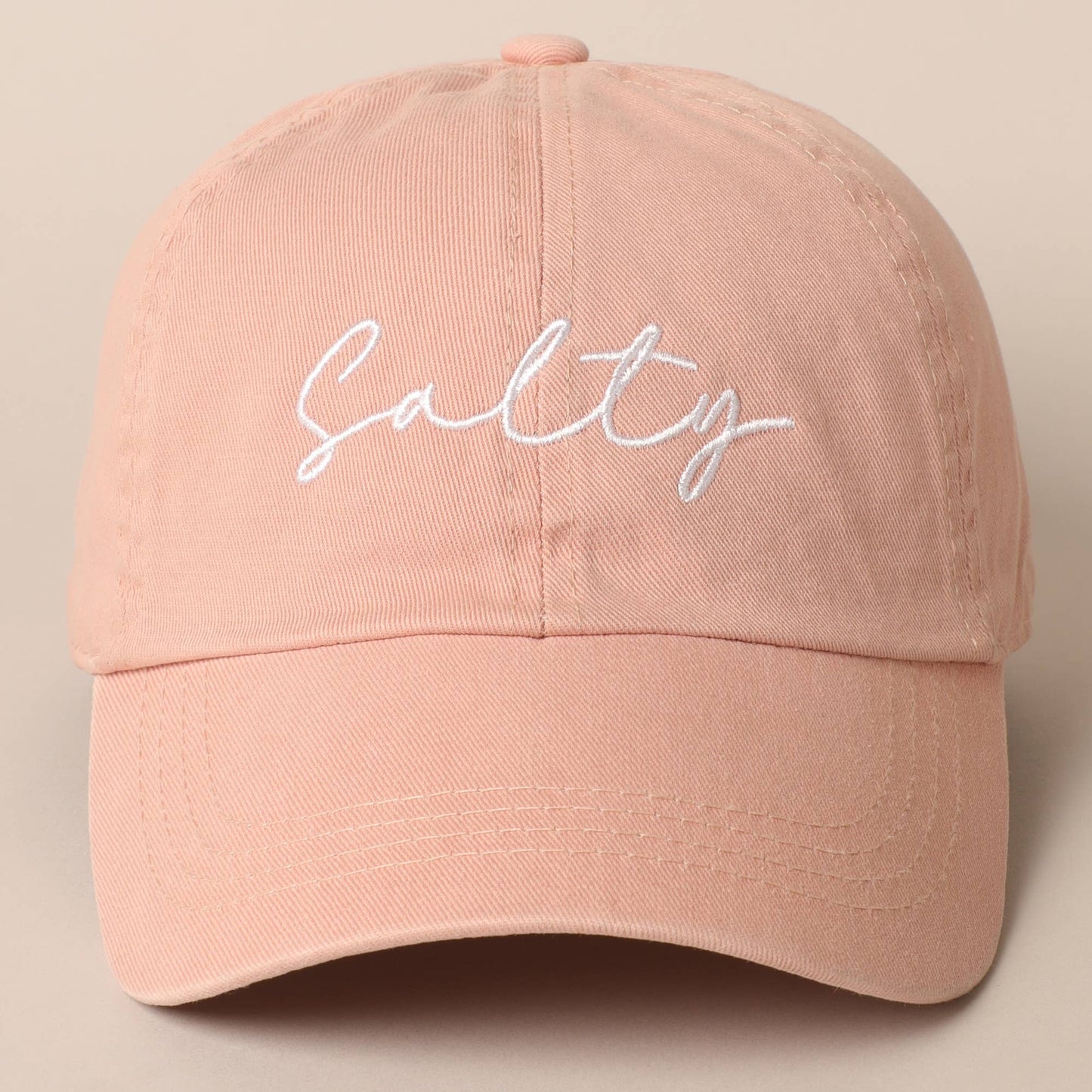 Salty Lettering Embroidery Baseball Cap: BLACK / One Size