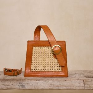 Rattan Diagonal Strap Convertable Bag