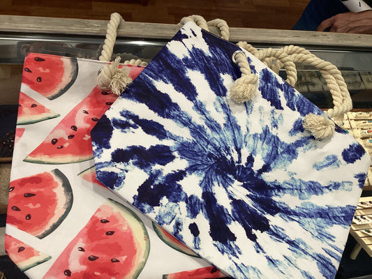 Tote Bags - watermelon and Blue