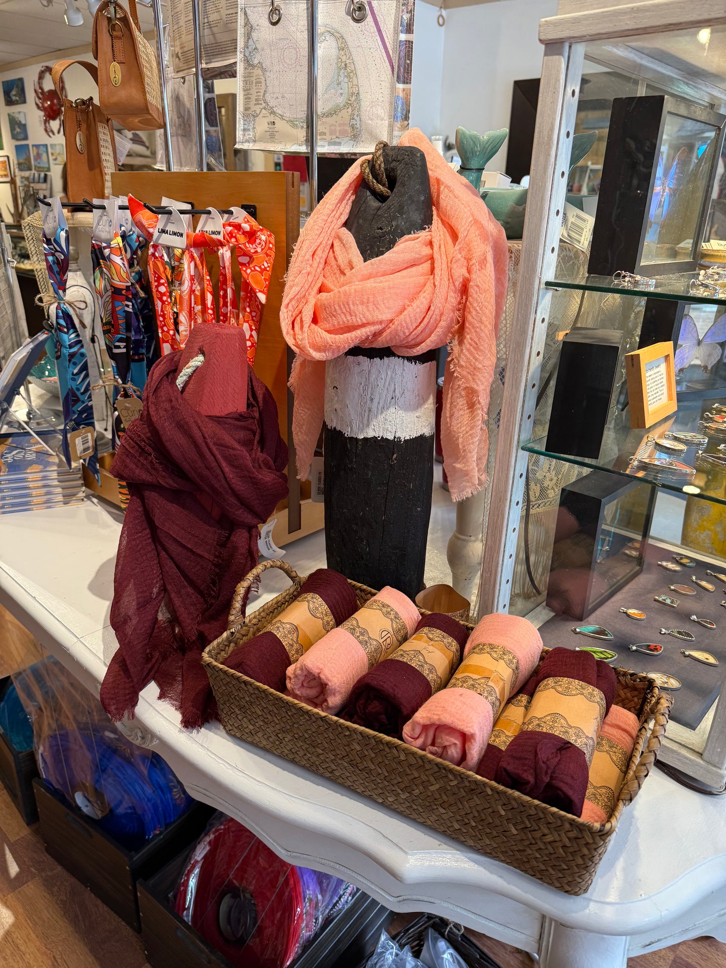 Light-weight Scarf- Peach & Burgandy